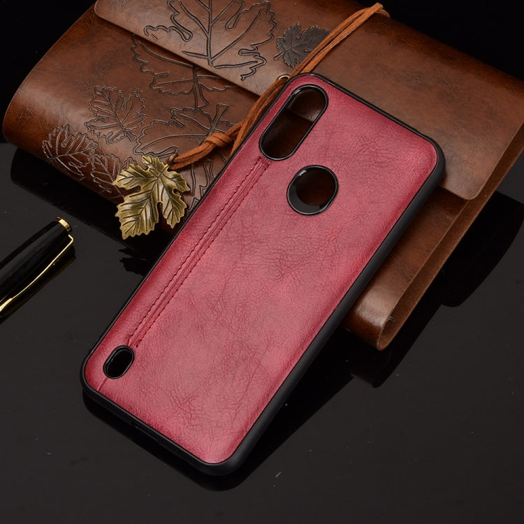 For Motorola Moto E6s 2020 Shockproof Sewing Cow Pattern Skin PC + PU + TPU Case