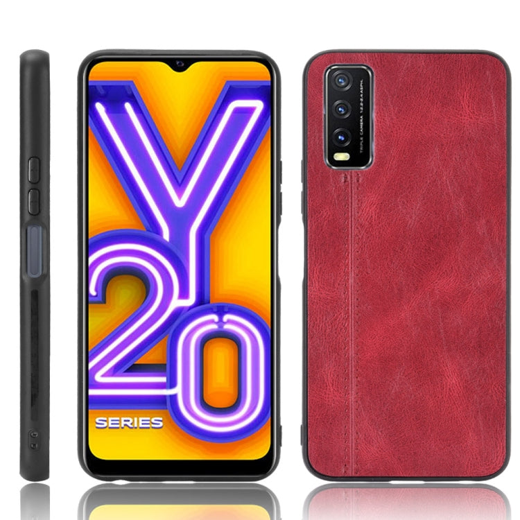 For vivo Y20/Y20i Shockproof Sewing Cow Pattern Skin PC + PU + TPU Case