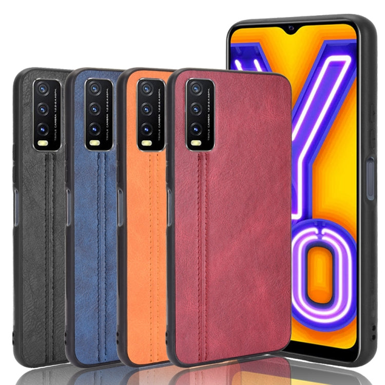 For vivo Y20/Y20i Shockproof Sewing Cow Pattern Skin PC + PU + TPU Case