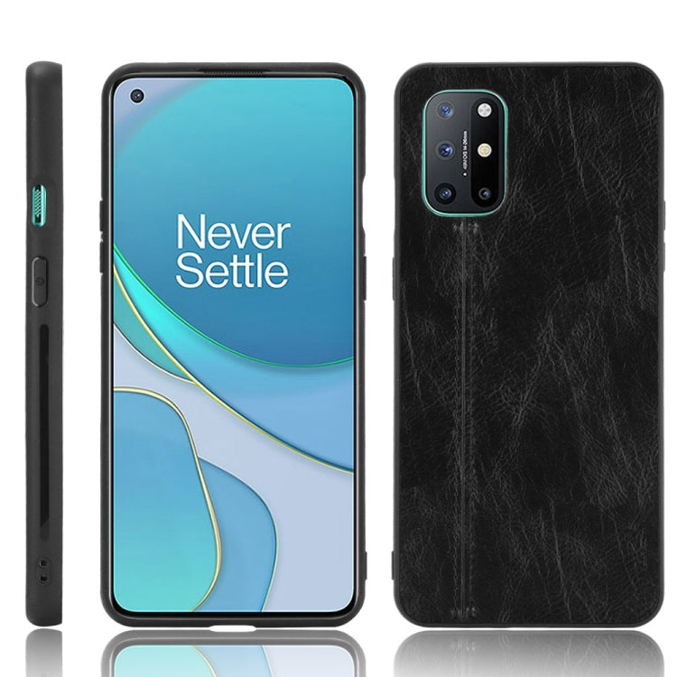 For OnePlus 8T Shockproof Sewing Cow Pattern Skin PC + PU + TPU Case
