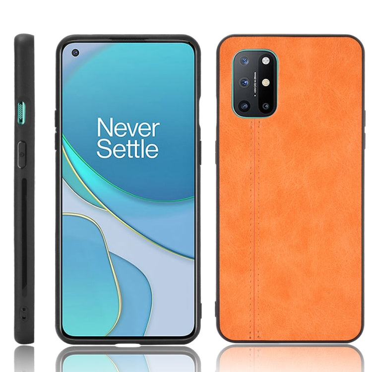 For OnePlus 8T Shockproof Sewing Cow Pattern Skin PC + PU + TPU Case