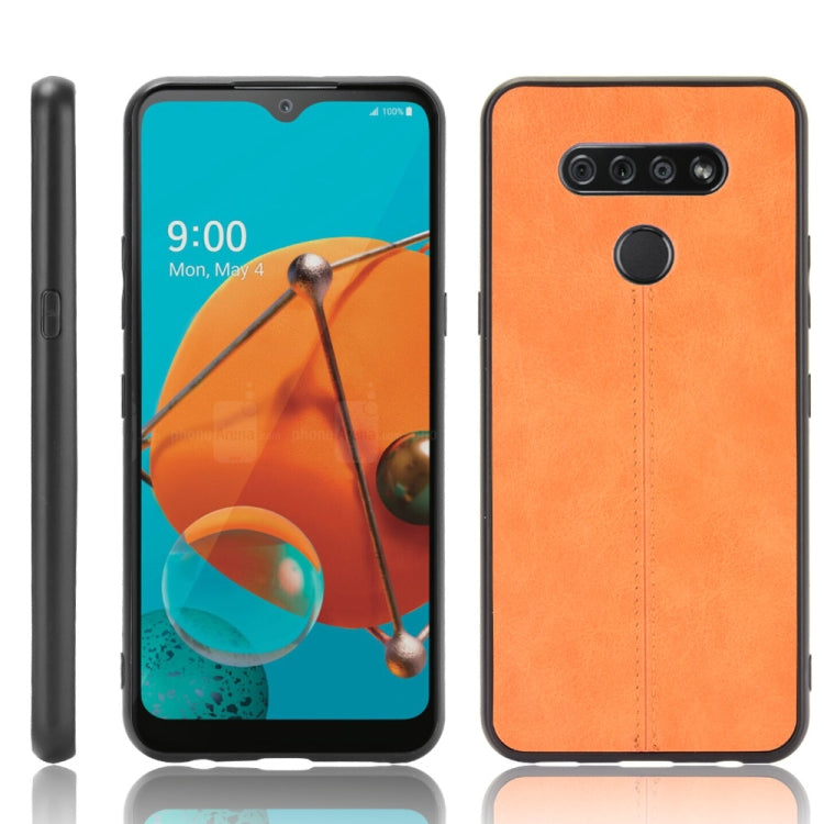 For LG K51 Shockproof Sewing Cow Pattern Skin PC + PU + TPU Case