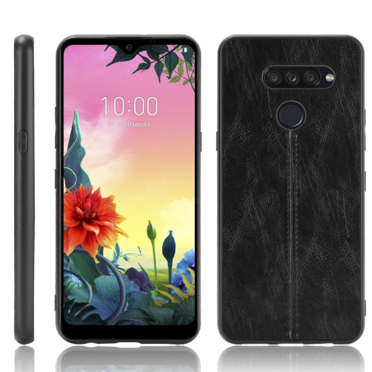 For LG K50S Shockproof Sewing Cow Pattern Skin PC + PU + TPU Case