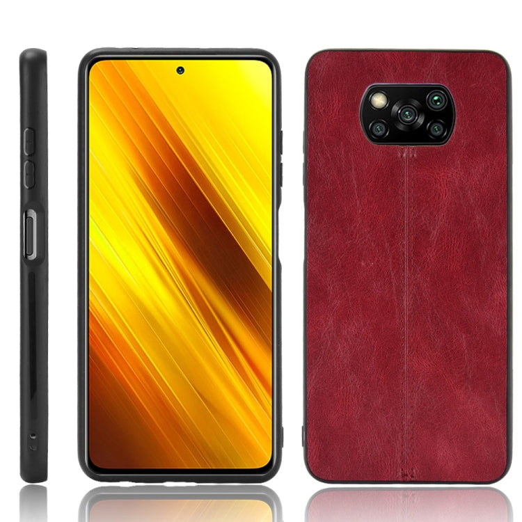 For Xiaomi Poco X3 NFC Shockproof Sewing Cow Pattern Skin PC + PU + TPU Case