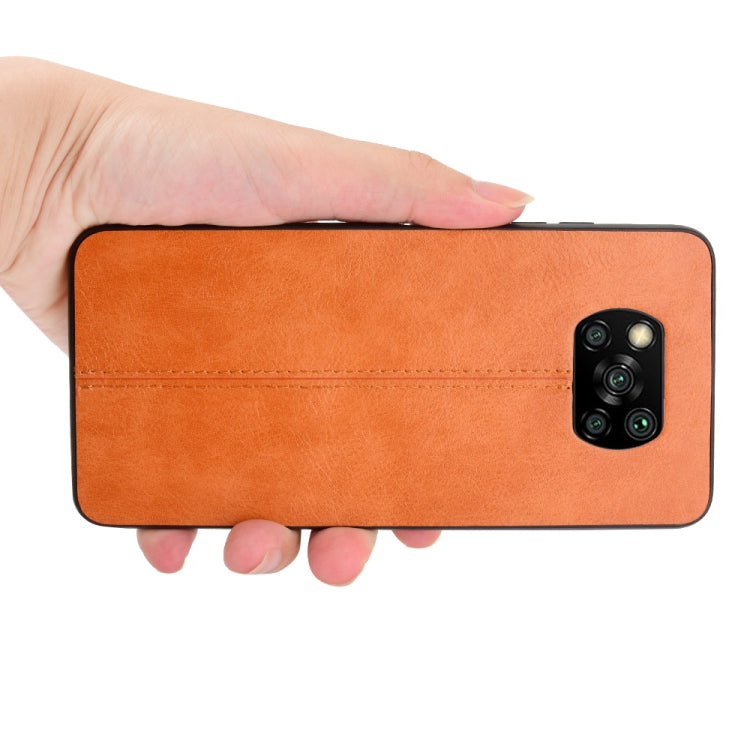 For Xiaomi Poco X3 NFC Shockproof Sewing Cow Pattern Skin PC + PU + TPU Case