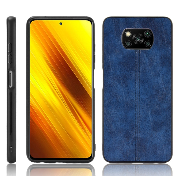 For Xiaomi Poco X3 NFC Shockproof Sewing Cow Pattern Skin PC + PU + TPU Case