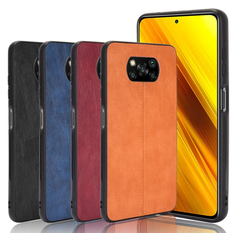 For Xiaomi Poco X3 NFC Shockproof Sewing Cow Pattern Skin PC + PU + TPU Case