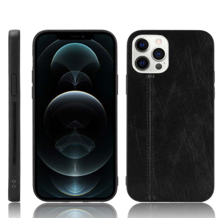For iPhone 12 / 12 Pro Shockproof Sewing Cow Pattern Skin PC + PU + TPU Case
