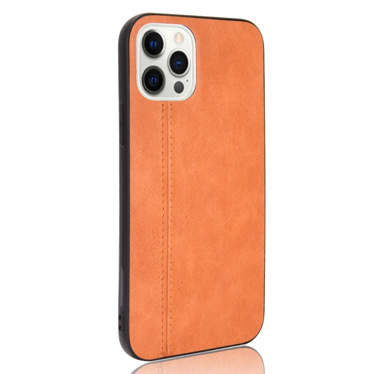 For iPhone 12 / 12 Pro Shockproof Sewing Cow Pattern Skin PC + PU + TPU Case