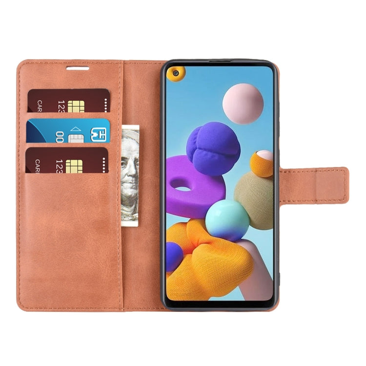 For Samsung Galaxy A21S Retro Calf Pattern Buckle Horizontal Flip Leather Case with Holder & Card Slots & Wallet