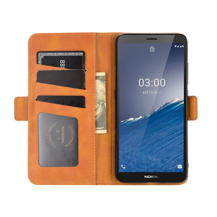 For Nokia C3 Dual-side Magnetic Buckle Horizontal Flip Leather Case with Holder & Card Slots & Wallet