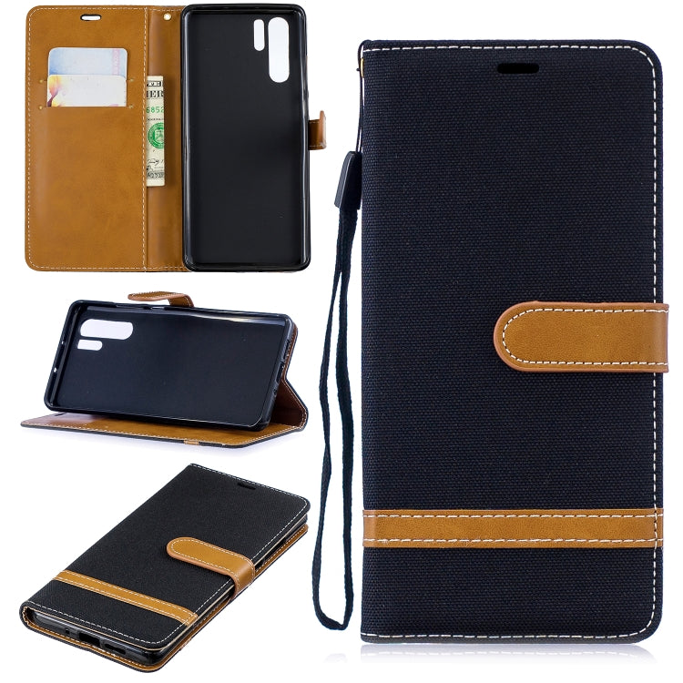 Color Matching Denim Texture Leather Case for Huawei P30 Pro, with Holder & Card Slots & Wallet & Lanyard