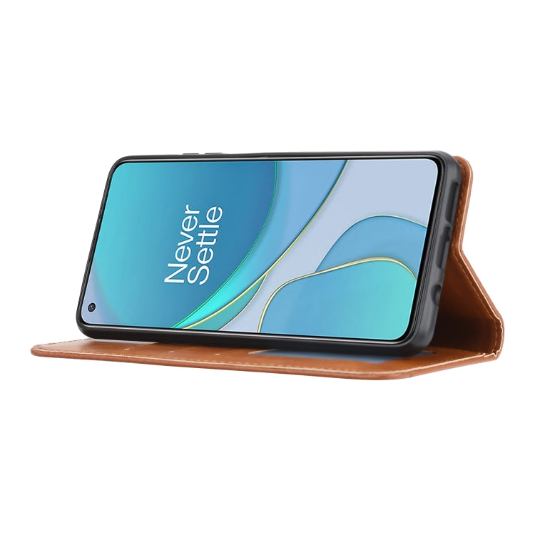 For OnePlus 8T Knead Skin Texture Horizontal Flip Leather Case with Photo Frame & Holder & Card Slots & Wallet