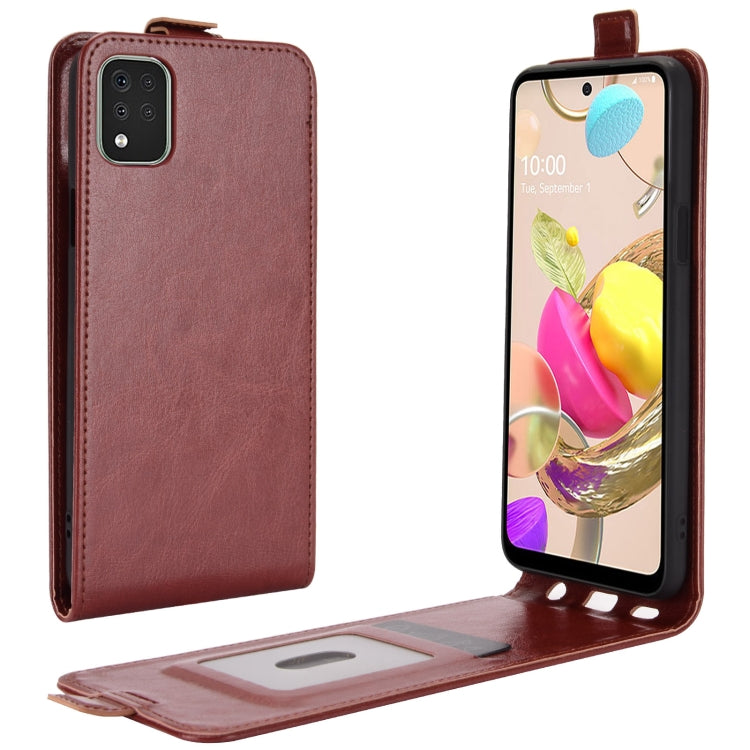 For LG K42 R64 Texture Single Vertical Flip Leather Protective Case with Card Slots & Photo Frame