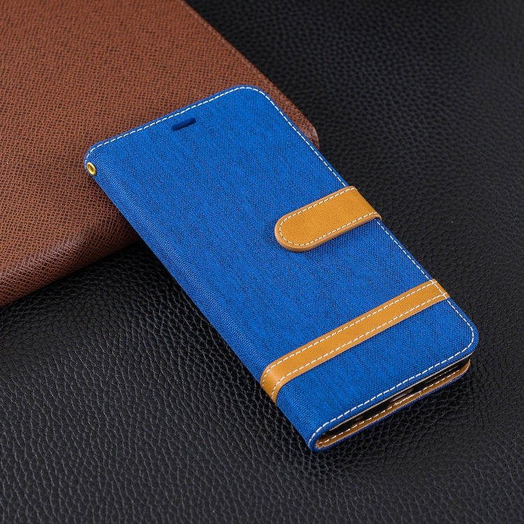 Color Matching Denim Texture Leather Case for Huawei Honor 7C / Enjoy 8, with Holder & Card Slots & Wallet & Lanyard
