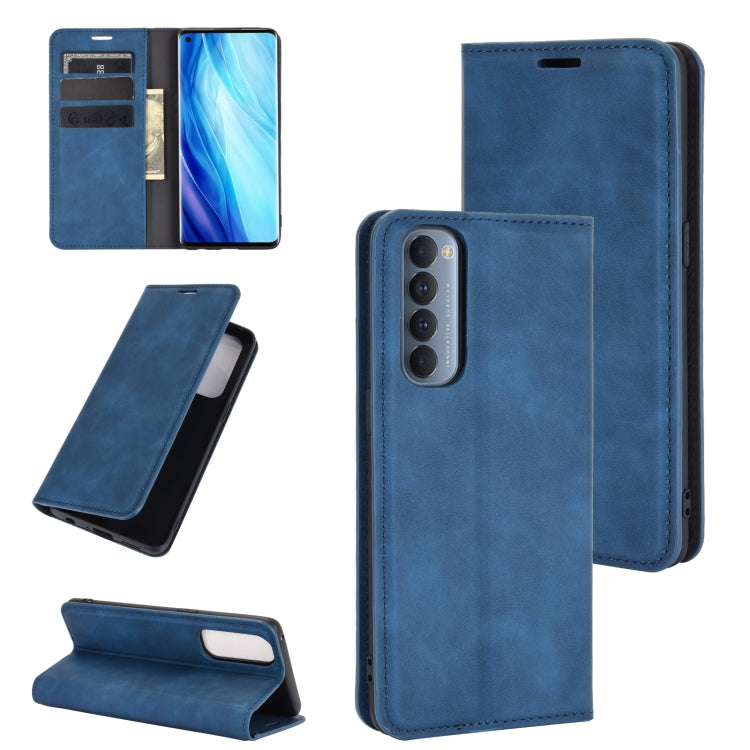For OPPO Reno4 Pro 4G Retro-skin Business Magnetic Suction Leather Case with Holder & Card Slots & Wallet