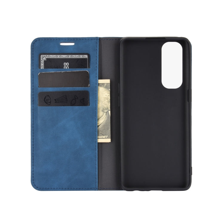For OPPO Reno4 Pro 4G Retro-skin Business Magnetic Suction Leather Case with Holder & Card Slots & Wallet