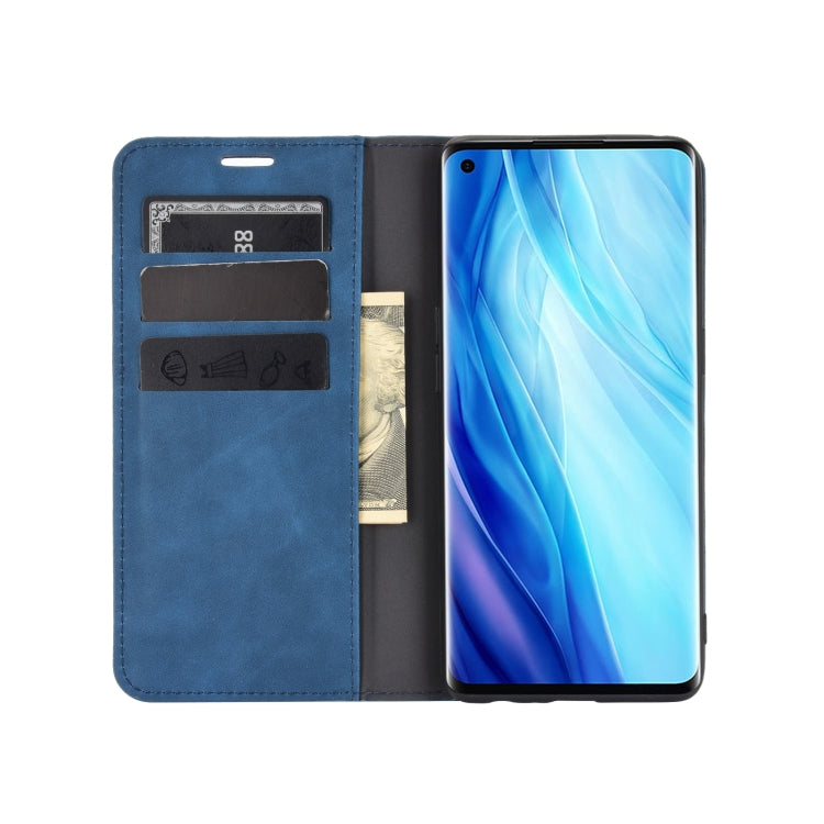 For OPPO Reno4 Pro 4G Retro-skin Business Magnetic Suction Leather Case with Holder & Card Slots & Wallet