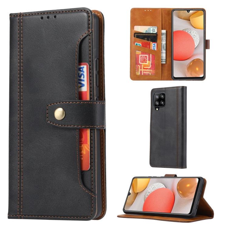 For Samsung Galaxy A42 Calf Texture Double Fold Clasp Horizontal Flip Leather Case with Photo Frame & Holder & Card Slots & Wallet