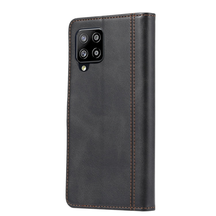 For Samsung Galaxy A42 Calf Texture Double Fold Clasp Horizontal Flip Leather Case with Photo Frame & Holder & Card Slots & Wallet