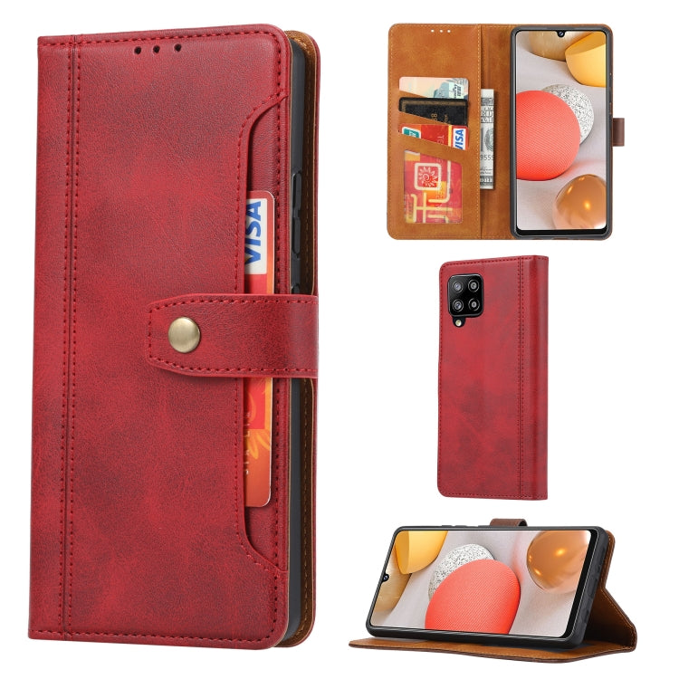 For Samsung Galaxy A42 Calf Texture Double Fold Clasp Horizontal Flip Leather Case with Photo Frame & Holder & Card Slots & Wallet
