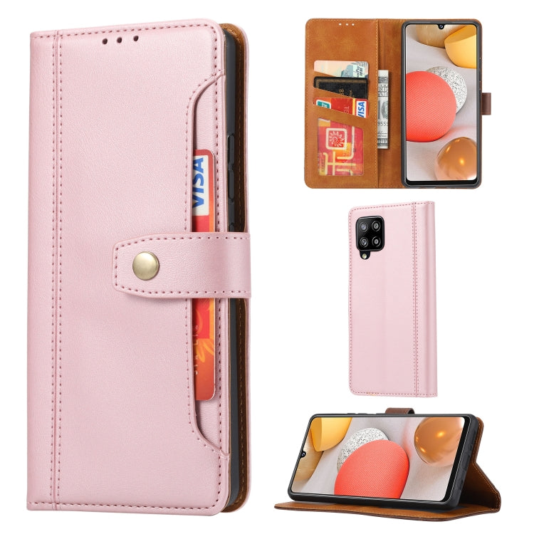 For Samsung Galaxy A42 Calf Texture Double Fold Clasp Horizontal Flip Leather Case with Photo Frame & Holder & Card Slots & Wallet