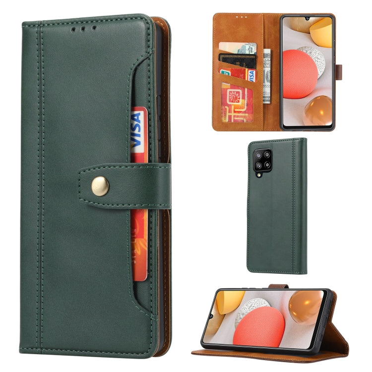 For Samsung Galaxy A42 Calf Texture Double Fold Clasp Horizontal Flip Leather Case with Photo Frame & Holder & Card Slots & Wallet
