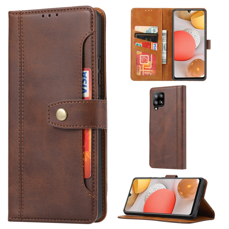 For Samsung Galaxy A42 Calf Texture Double Fold Clasp Horizontal Flip Leather Case with Photo Frame & Holder & Card Slots & Wallet