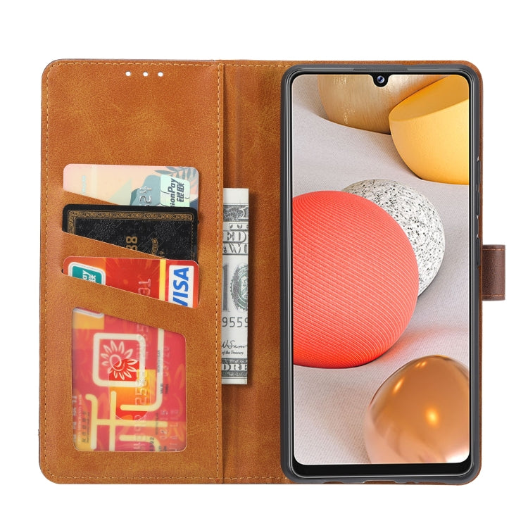 For Samsung Galaxy A42 Calf Texture Double Fold Clasp Horizontal Flip Leather Case with Photo Frame & Holder & Card Slots & Wallet