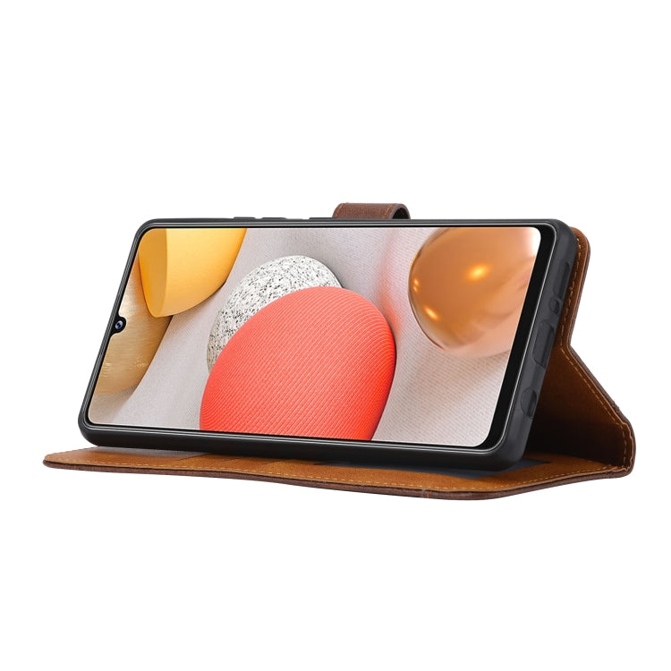 For Samsung Galaxy A42 Calf Texture Double Fold Clasp Horizontal Flip Leather Case with Photo Frame & Holder & Card Slots & Wallet
