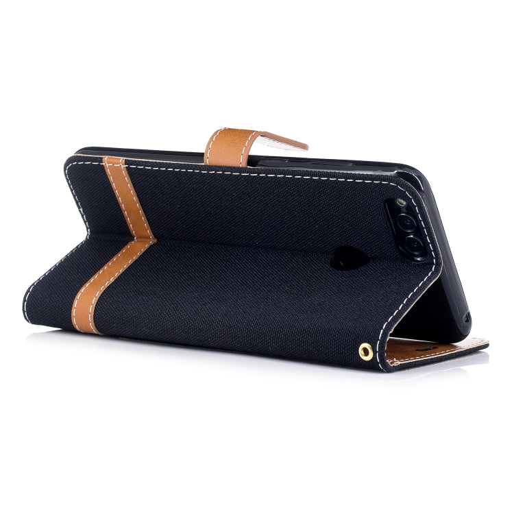 Color Matching Denim Texture Leather Case for Huawei Honor 7X, with Holder & Card Slots & Wallet & Lanyard