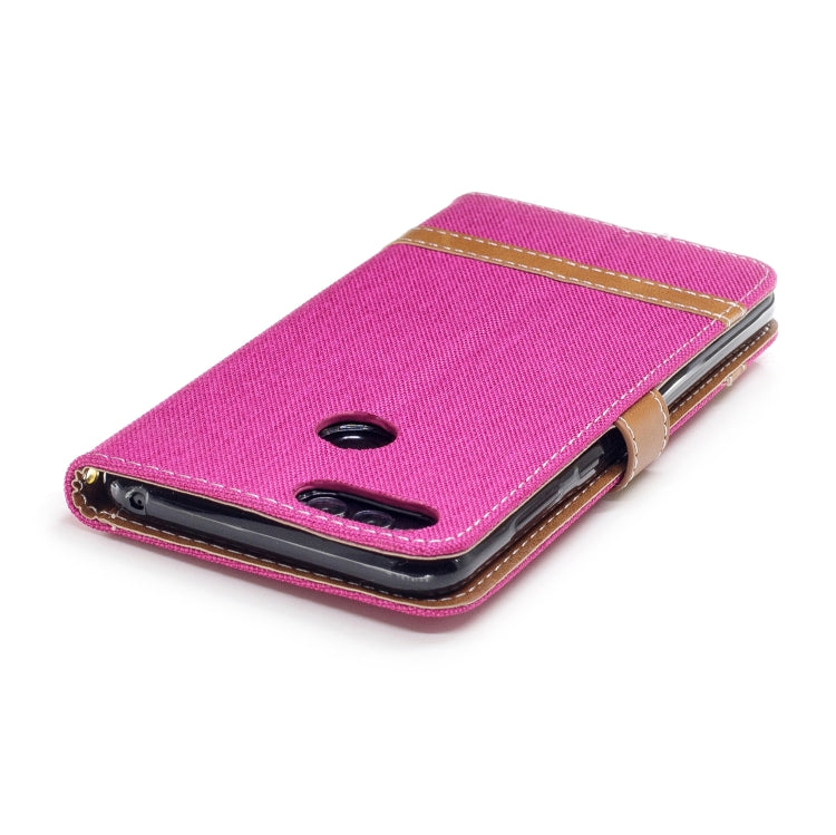 Color Matching Denim Texture Leather Case for Huawei Honor 7X, with Holder & Card Slots & Wallet & Lanyard