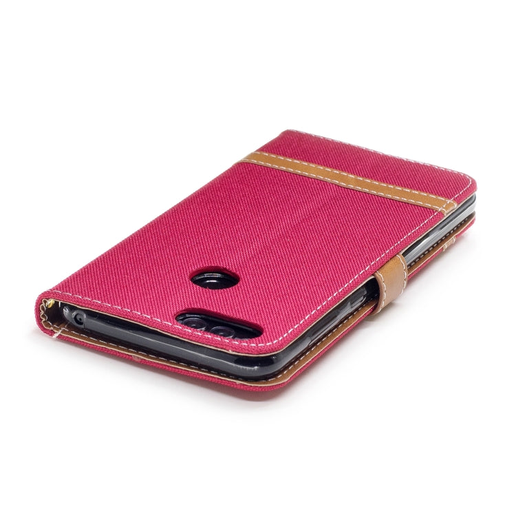 Color Matching Denim Texture Leather Case for Huawei Honor 7X, with Holder & Card Slots & Wallet & Lanyard