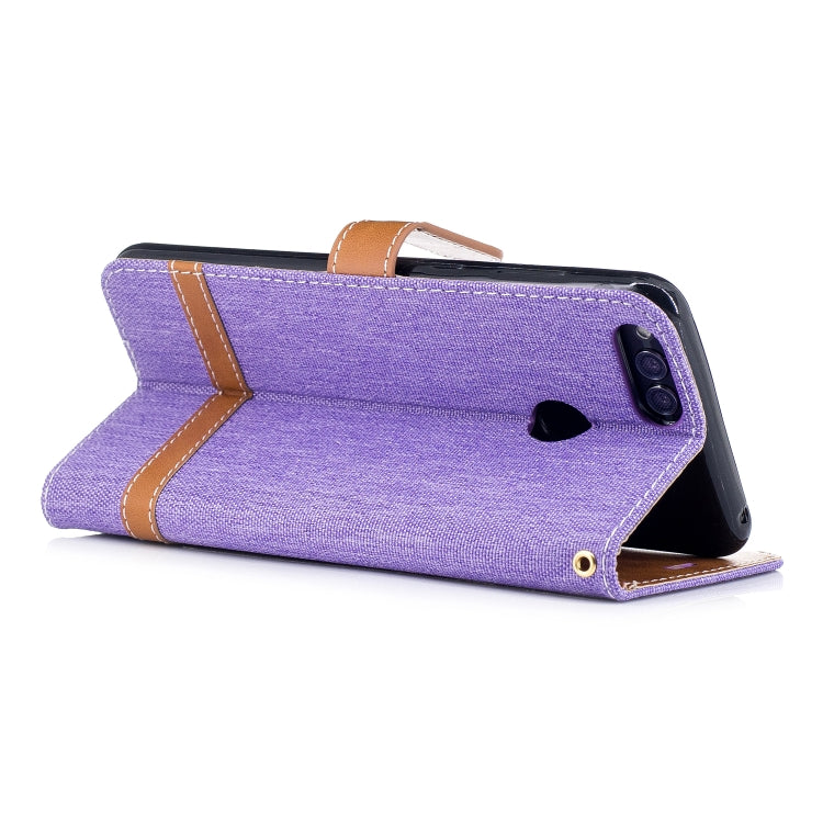 Color Matching Denim Texture Leather Case for Huawei Honor 7X, with Holder & Card Slots & Wallet & Lanyard