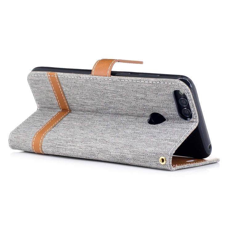 Color Matching Denim Texture Leather Case for Huawei Honor 7X, with Holder & Card Slots & Wallet & Lanyard