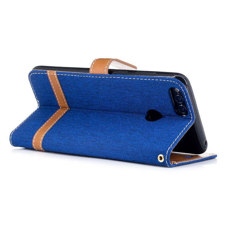 Color Matching Denim Texture Leather Case for Huawei Honor 7X, with Holder & Card Slots & Wallet & Lanyard