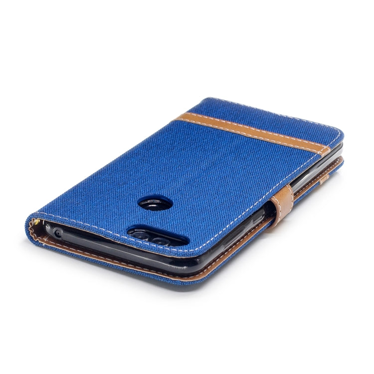 Color Matching Denim Texture Leather Case for Huawei Honor 7X, with Holder & Card Slots & Wallet & Lanyard