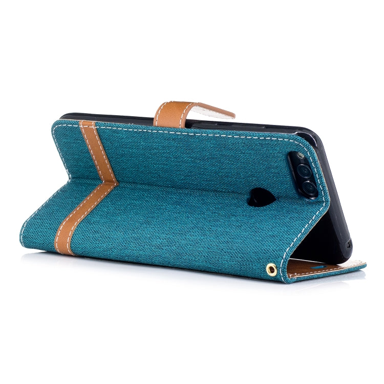 Color Matching Denim Texture Leather Case for Huawei Honor 7X, with Holder & Card Slots & Wallet & Lanyard