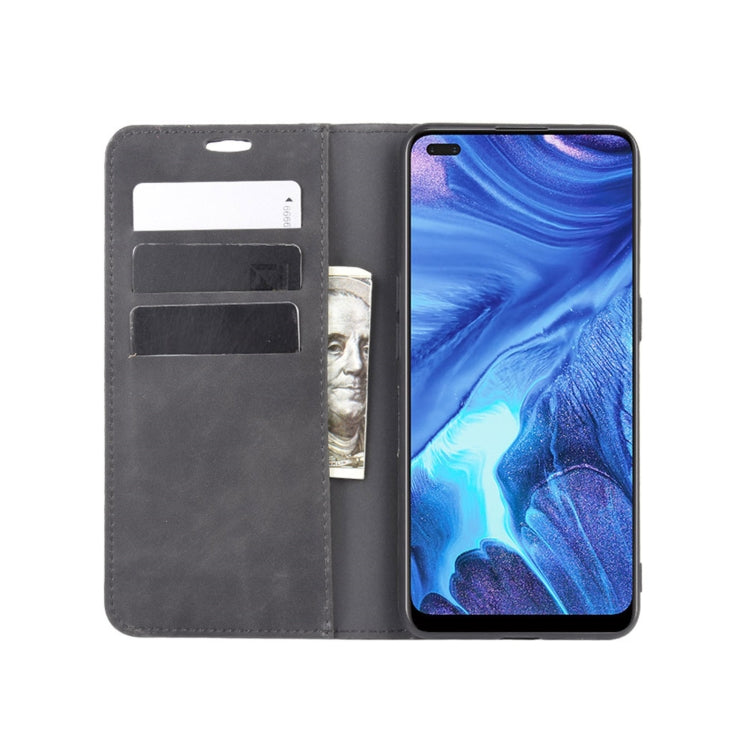 For OPPO Reno4 4G Retro-skin Business Magnetic Suction Leather Case with Holder & Card Slots & Wallet