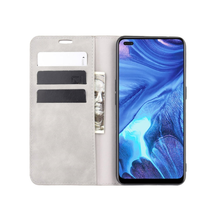 For OPPO Reno4 4G Retro-skin Business Magnetic Suction Leather Case with Holder & Card Slots & Wallet