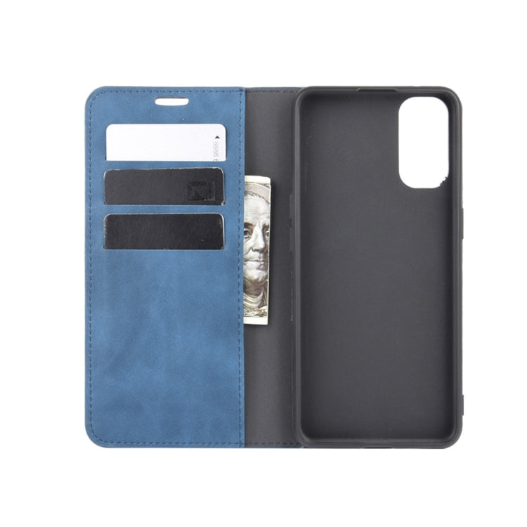 For OPPO Reno4 4G Retro-skin Business Magnetic Suction Leather Case with Holder & Card Slots & Wallet