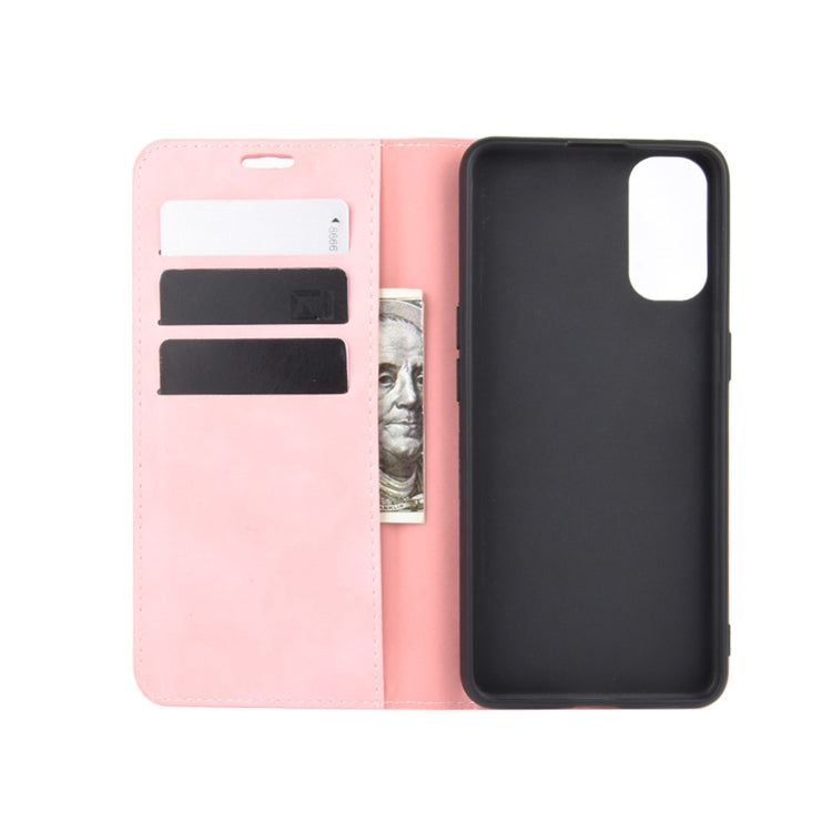 For OPPO Reno4 4G Retro-skin Business Magnetic Suction Leather Case with Holder & Card Slots & Wallet