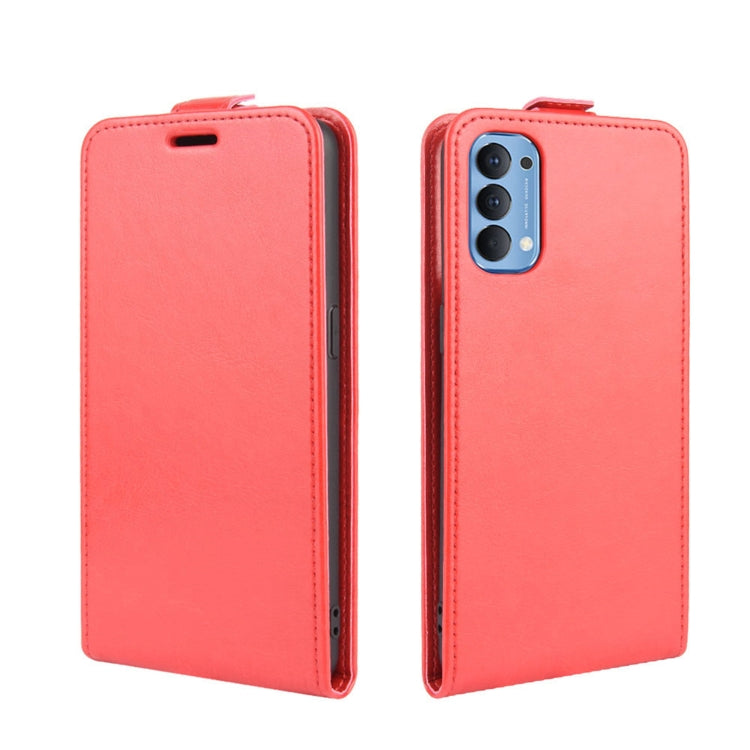 For OPPO Reno4 4G R64 Texture Single Vertical Flip Leather Protective Case with Card Slots & Photo Frame
