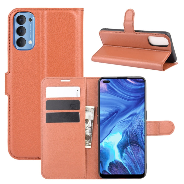 For OPPO Reno4 4G Litchi Texture Horizontal Flip Protective Case with Holder & Card Slots & Wallet