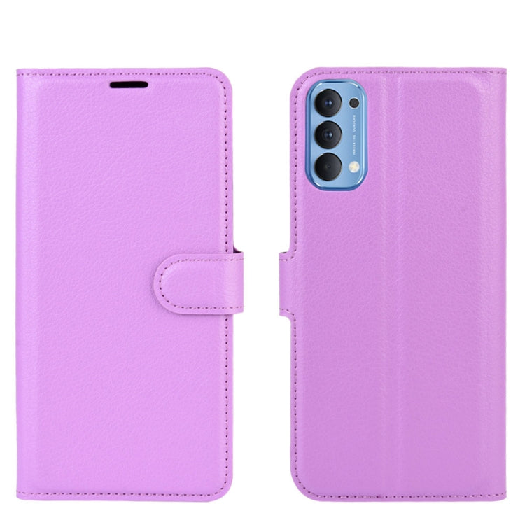 For OPPO Reno4 4G Litchi Texture Horizontal Flip Protective Case with Holder & Card Slots & Wallet