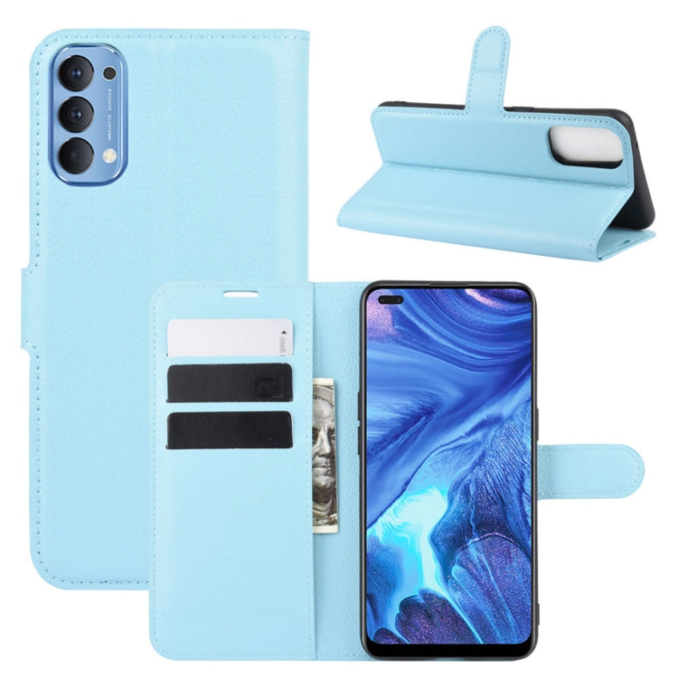 For OPPO Reno4 4G Litchi Texture Horizontal Flip Protective Case with Holder & Card Slots & Wallet