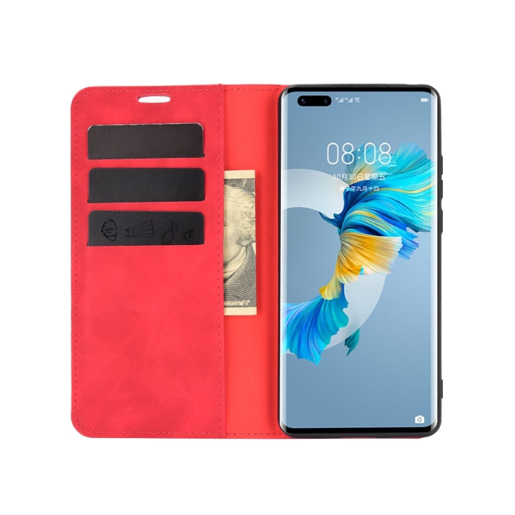 For Huawei Mate 40 Pro Retro-skin Business Magnetic Suction Leather Case with Holder & Card Slots & Wallet