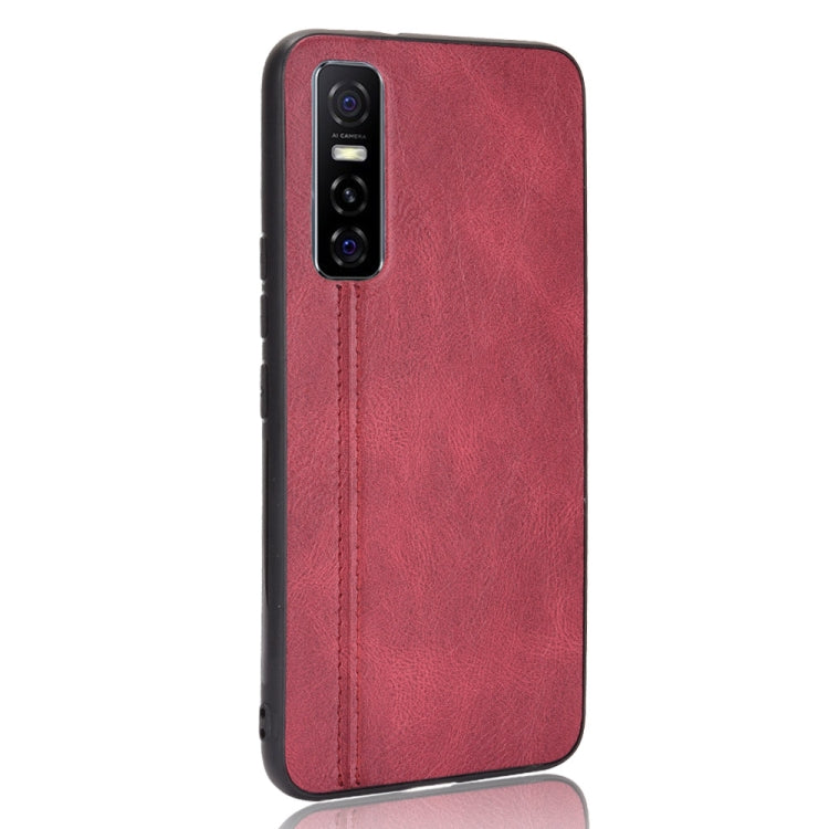 For vivo Y73s/S7e Shockproof Sewing Cow Pattern Skin PC + PU + TPU Case