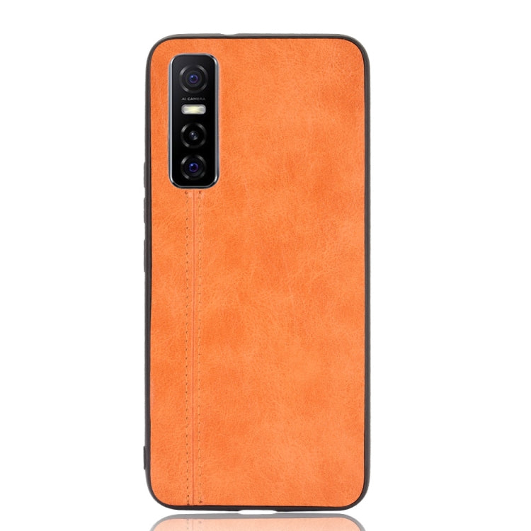 For vivo Y73s/S7e Shockproof Sewing Cow Pattern Skin PC + PU + TPU Case