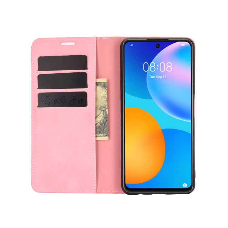 For Huawei P smart 2021 Retro-skin Business Magnetic Suction Leather Case with Holder & Card Slots & Wallet